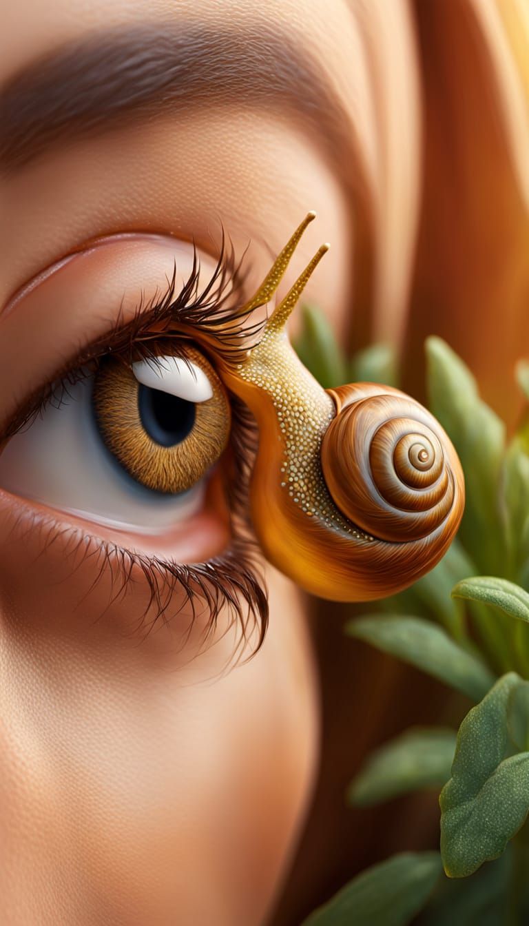 Surreal Snail Adventure in a Human Nose