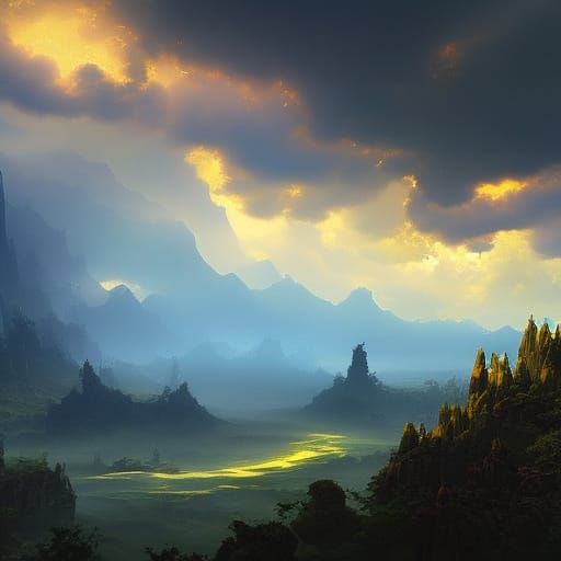Ethereal Dragon Reigns Over Majestic Mountains