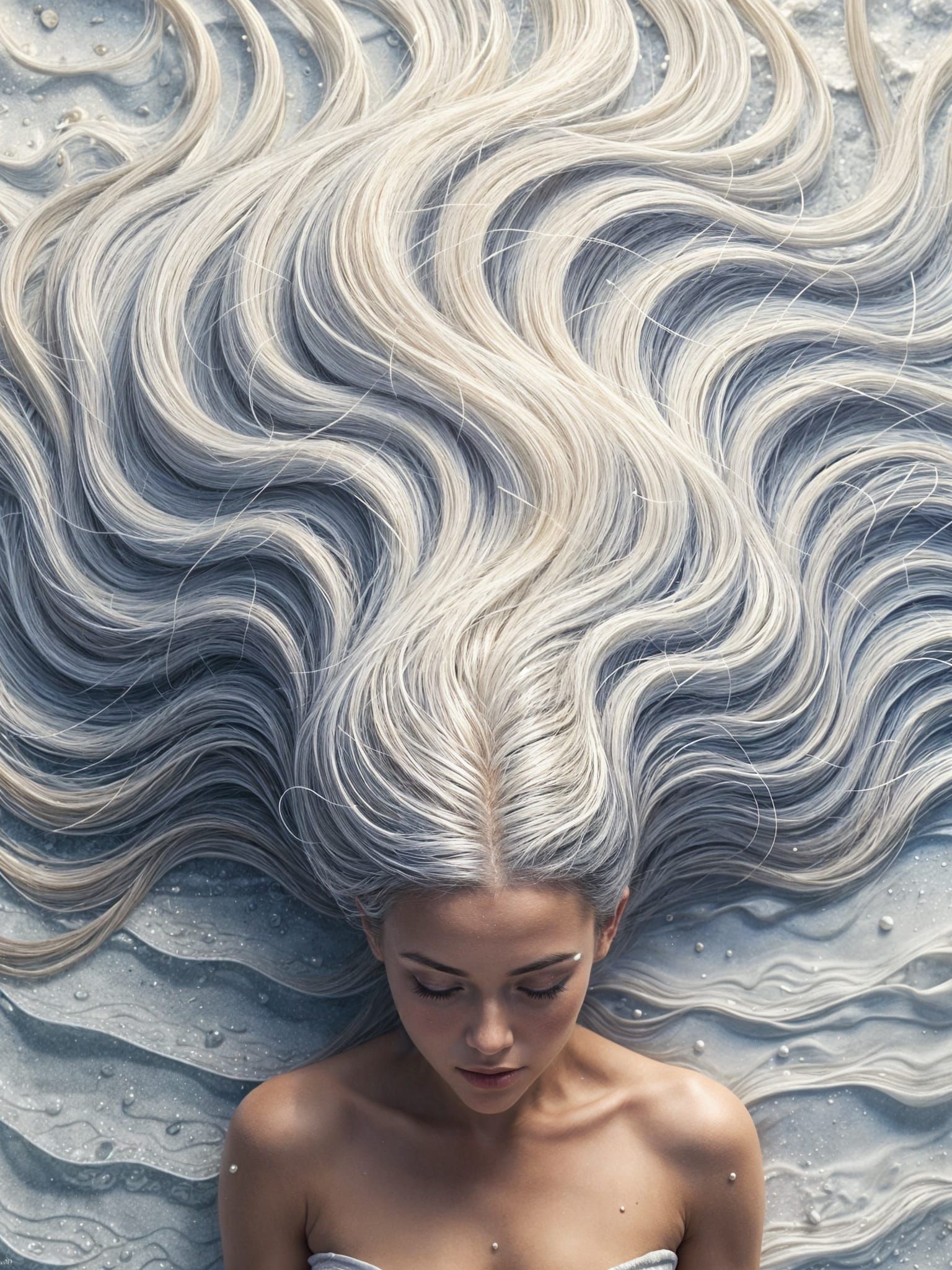 Ethereal Sand Hair Illusion in Dreamlike Beach