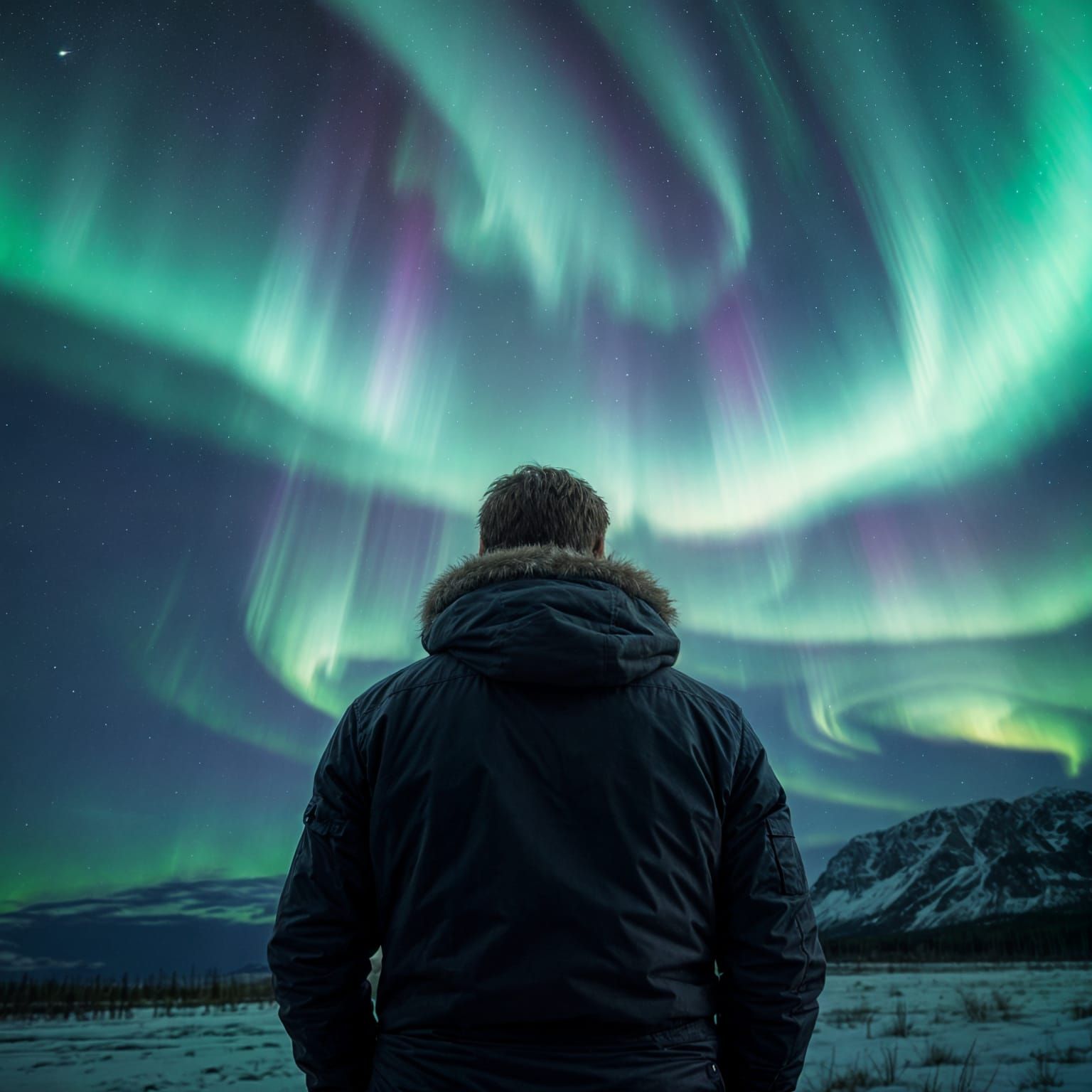 Northern Lights Silhouette: Aurora Borealis Spectacle