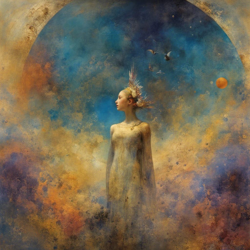 Mystical Mother Goddess in the Dreamlike Innderworld of Mund...