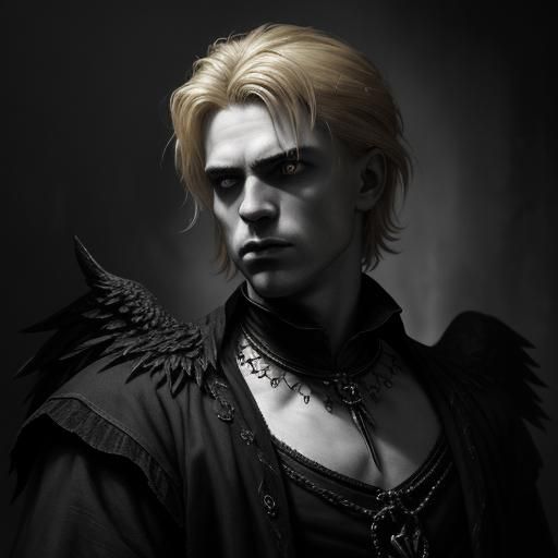 Blond Fallen Angel in Dark, Sinister Portraiture