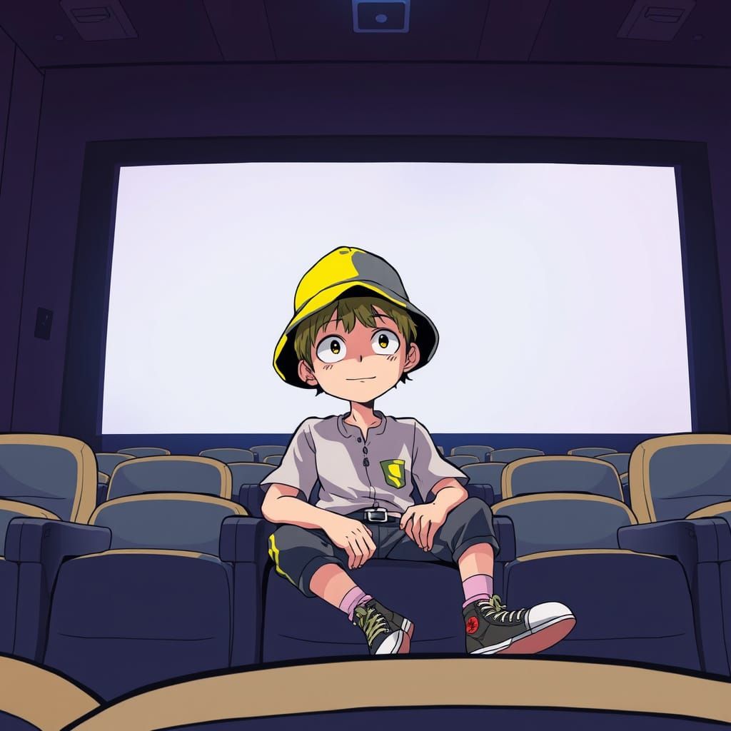 Anime-Style Small Person at the Cinema