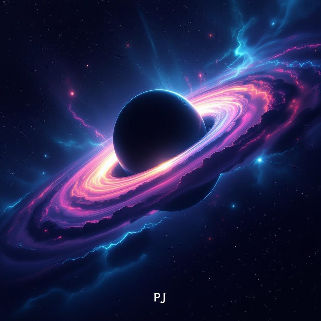 Cosmic Black Hole with Neon Energy Streams