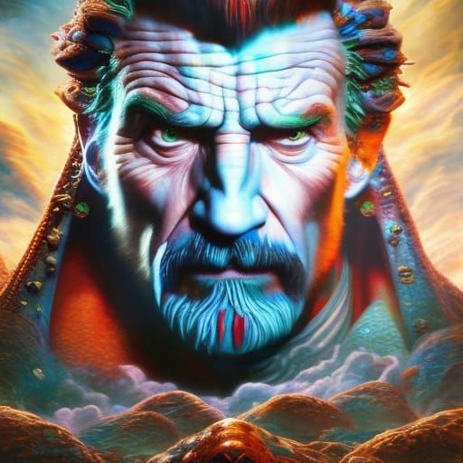 Cosmic Knight Portrait in Hyperdetailed Pop Art Style