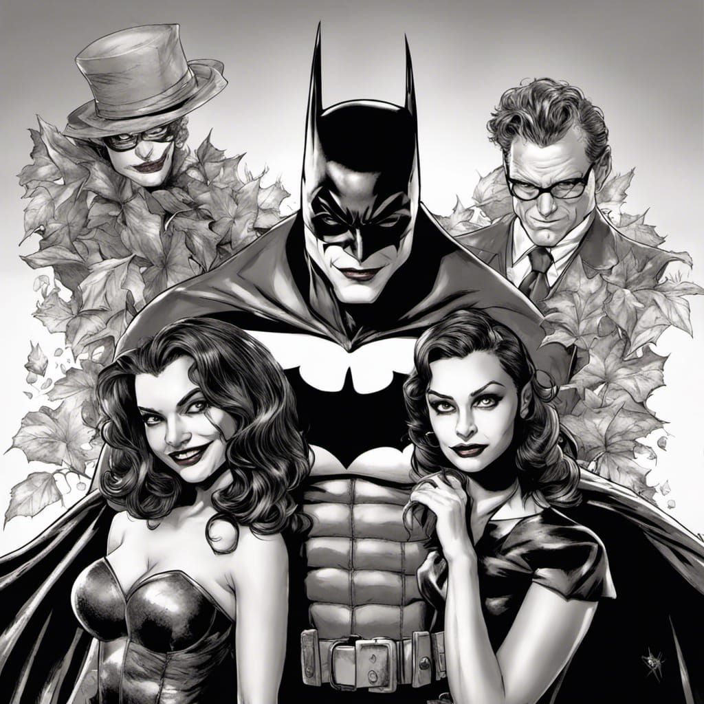 Batman and Allies in Hyperrealistic Comic Book Style