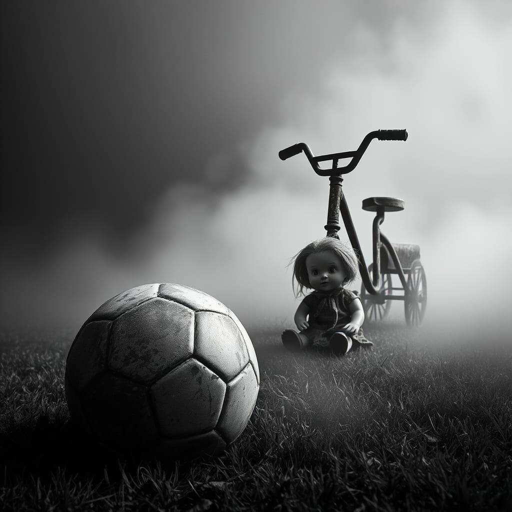 Forgotten Childhood Toys, Shrouded in Haunting Fog