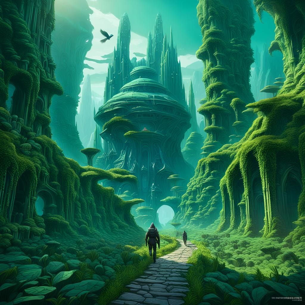 Ancient Vex Ruins Tower Over Lush Alien Landscape