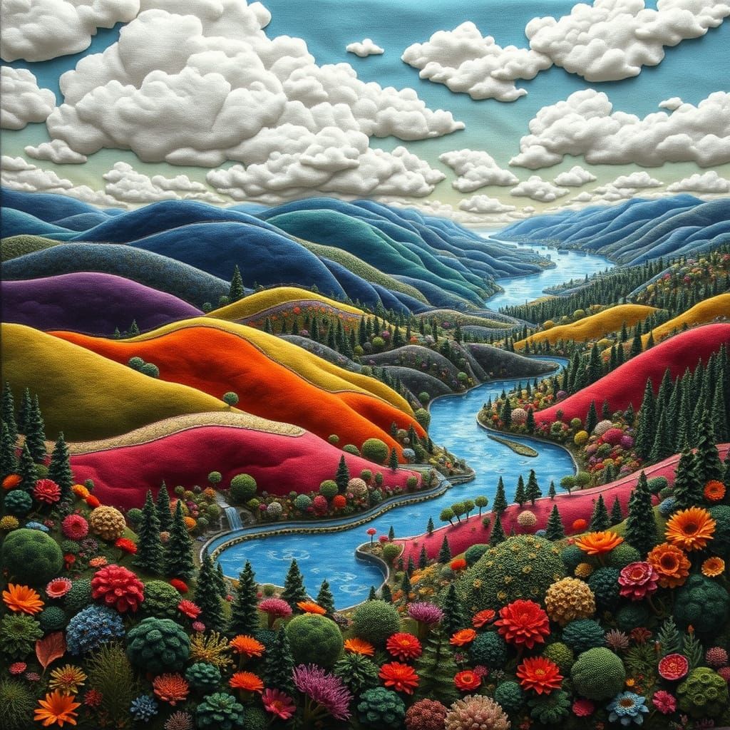 Whimsical Velvet Tapestry Landscape