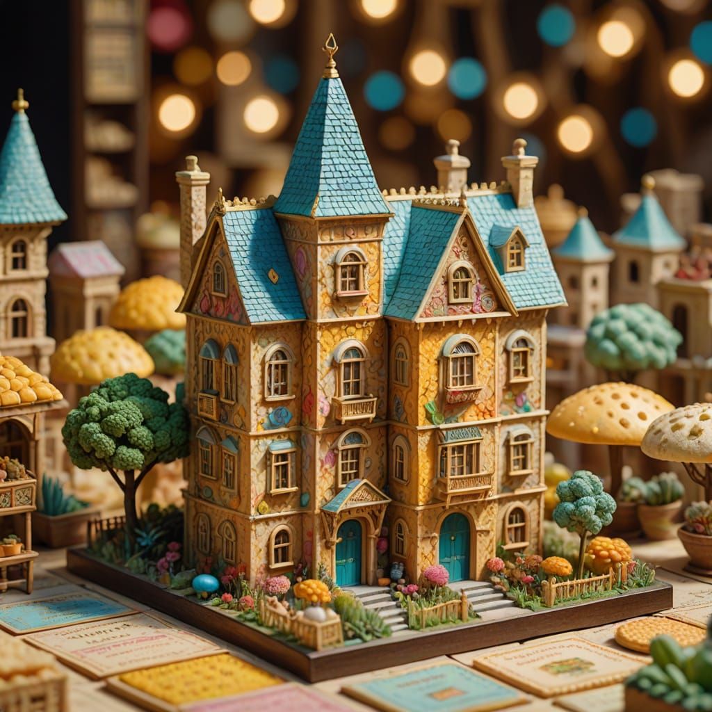 Dreamlike Matzo Dollhouse in Intricate Gold and Color