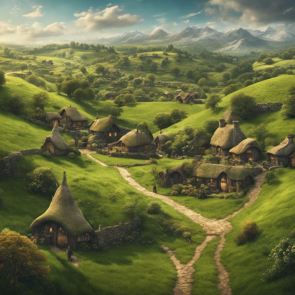 Serene Fantasy Landscape of the Shire in Deep Color