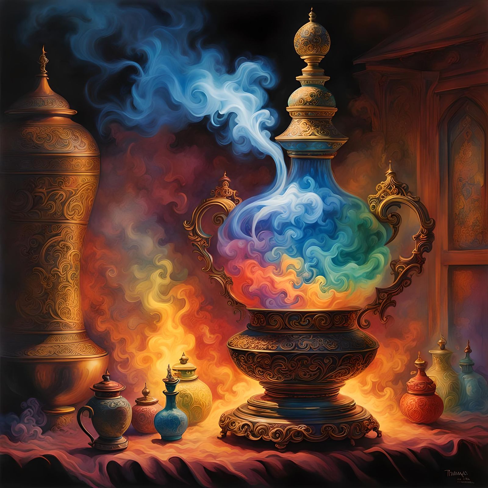 Smoke Escapes a Mystical Bottle