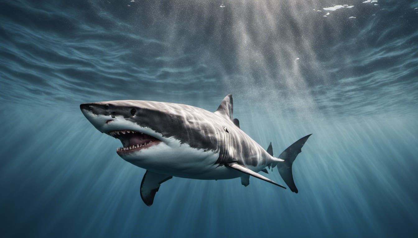 Breathtaking Underwater View of a Majestic Great White Shark