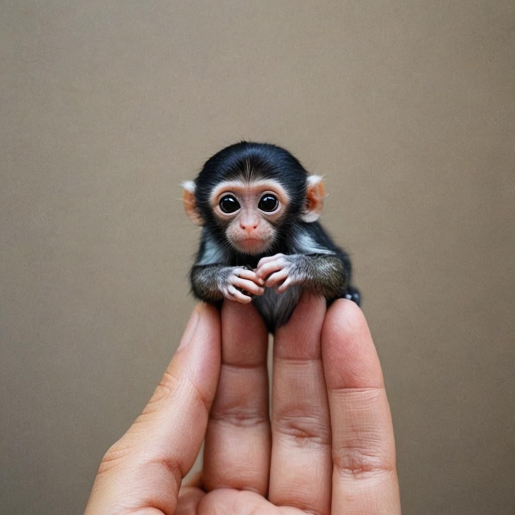 Charming Finger Monkey Adorns Human Digit