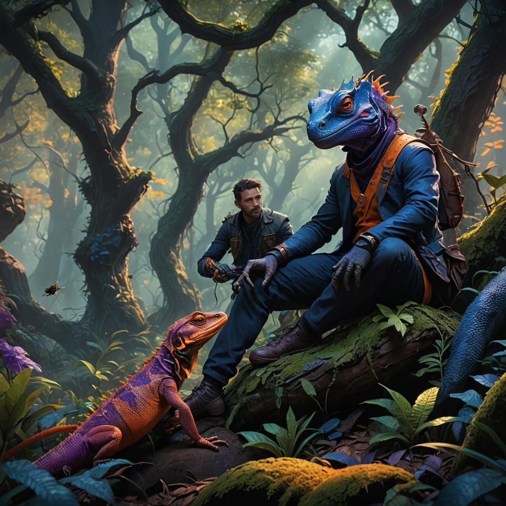 Mystical Forest Encounter in Fantasy Style