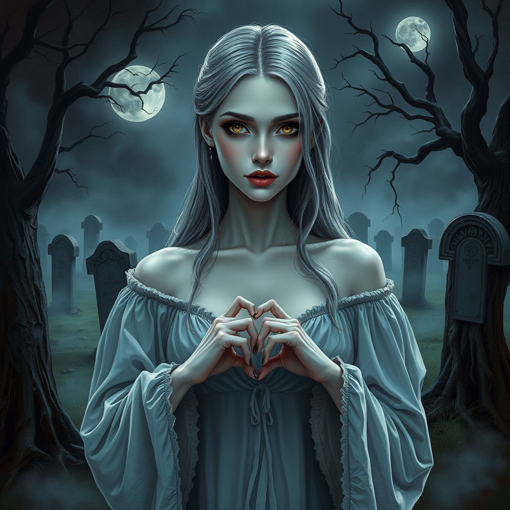 Ethereal Beauty Amidst Mortal Decay in Dark Fantasy Style