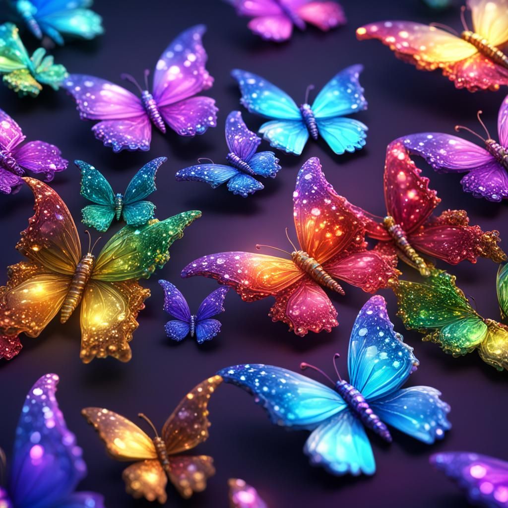 Vibrant Crystal Butterfly in Rainbow Hues