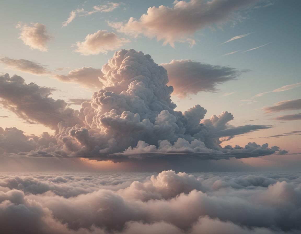 Serene Cloudscape Panorama in Soft Focus