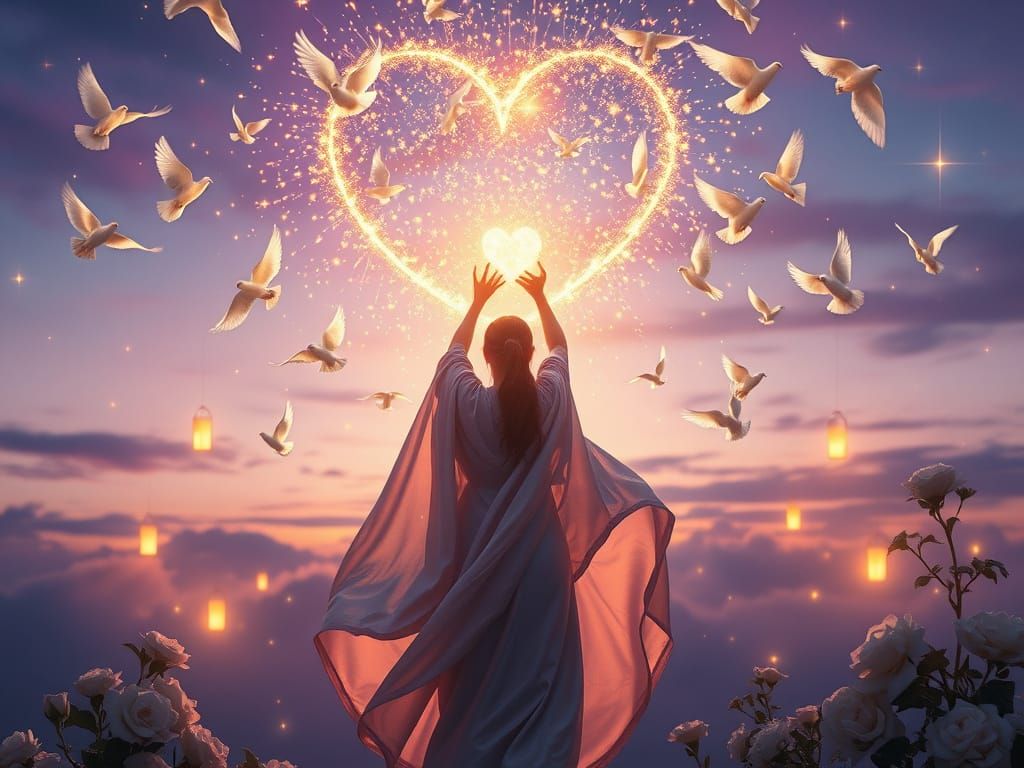 Cyberpunk Goddess of Peace and Harmony in a Glowing Dreamsca...