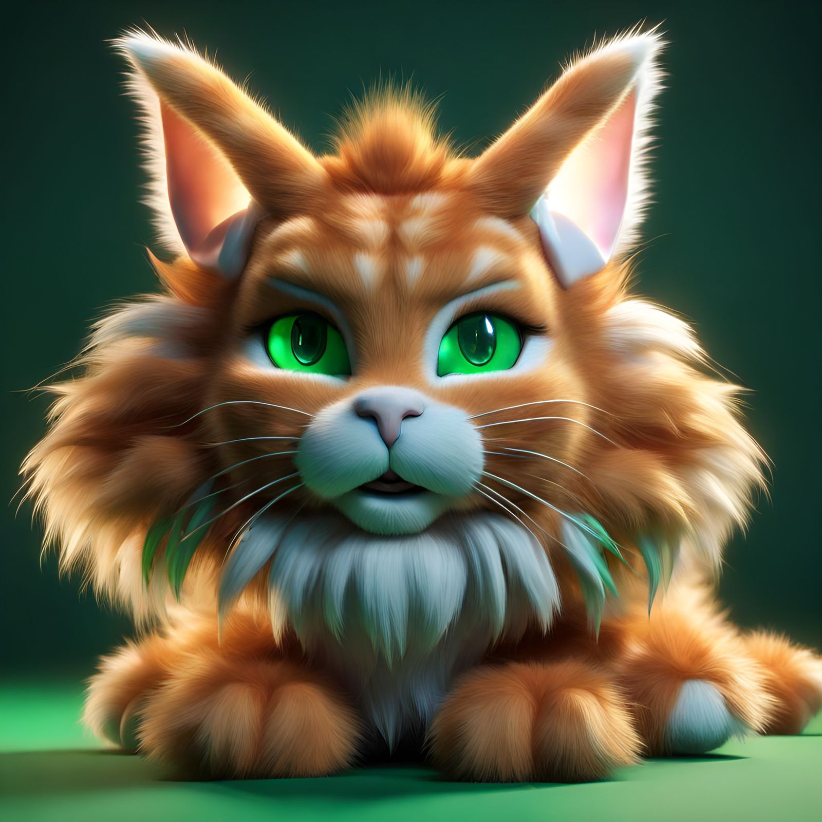 Whimsical Fantasy Gloves with Ginger Tabby Cat in Epic 3D Vi...