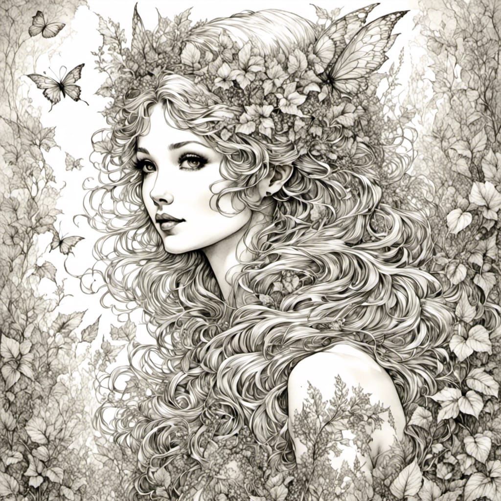 Ethereal Fairy Queen Portrait in Delicate Style