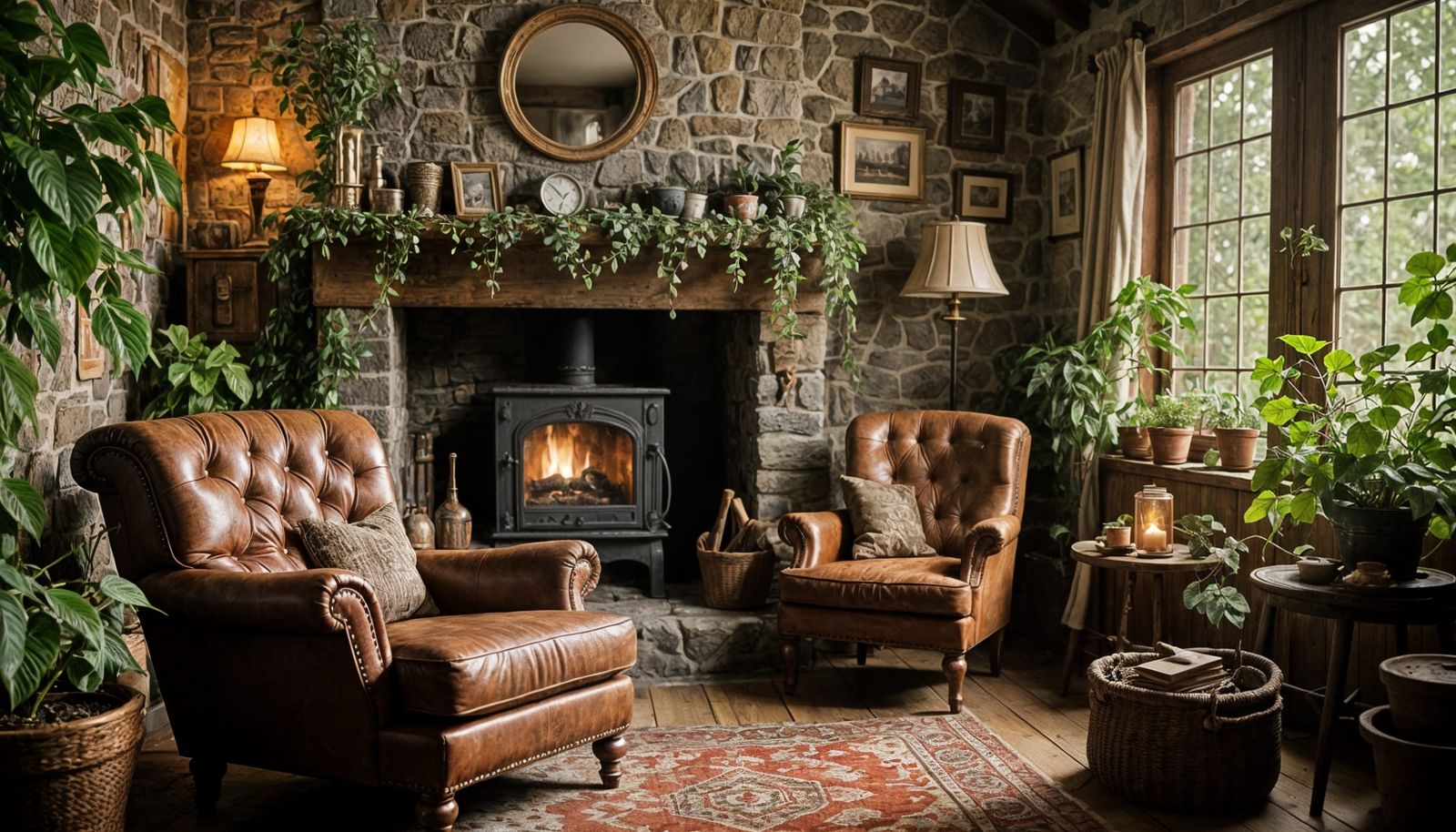 Warm and Inviting Elven Cottage Living Room in Whimsical Sty...