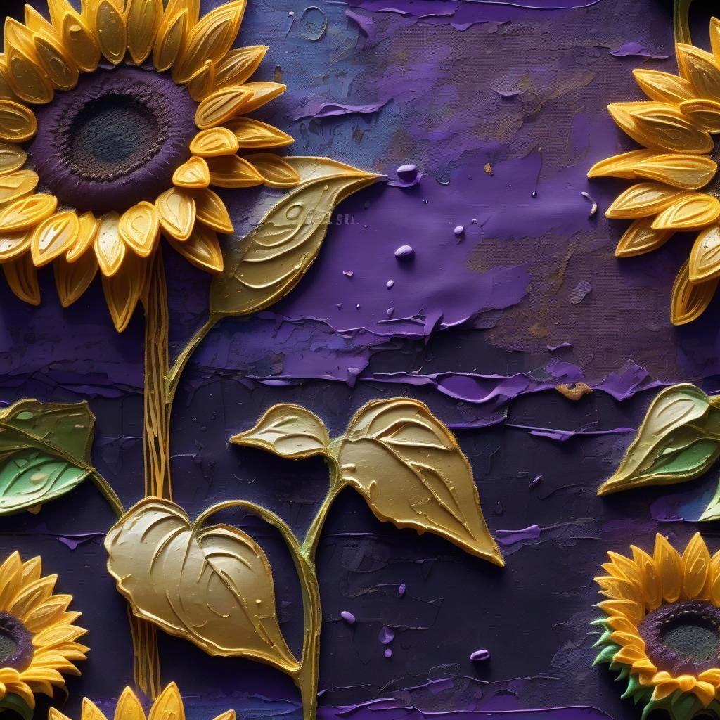 Royal Purple Sunflower on Aged Linen