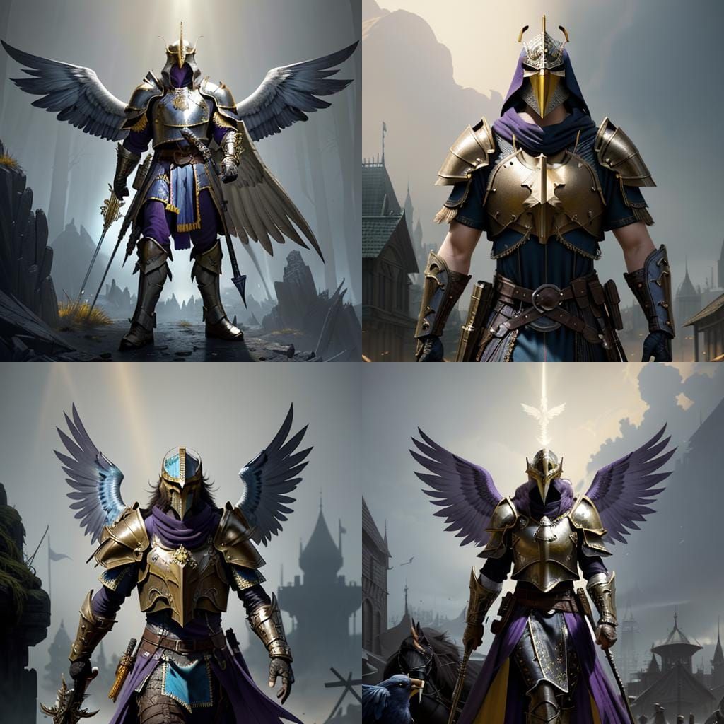 Intricately Detailed Dark Fantasy Aarakocra Paladin