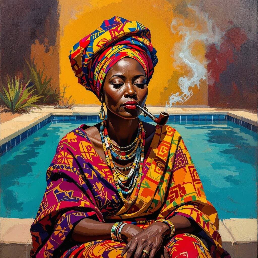 Xhosa Woman with Pipe: Impressionistic Portrait