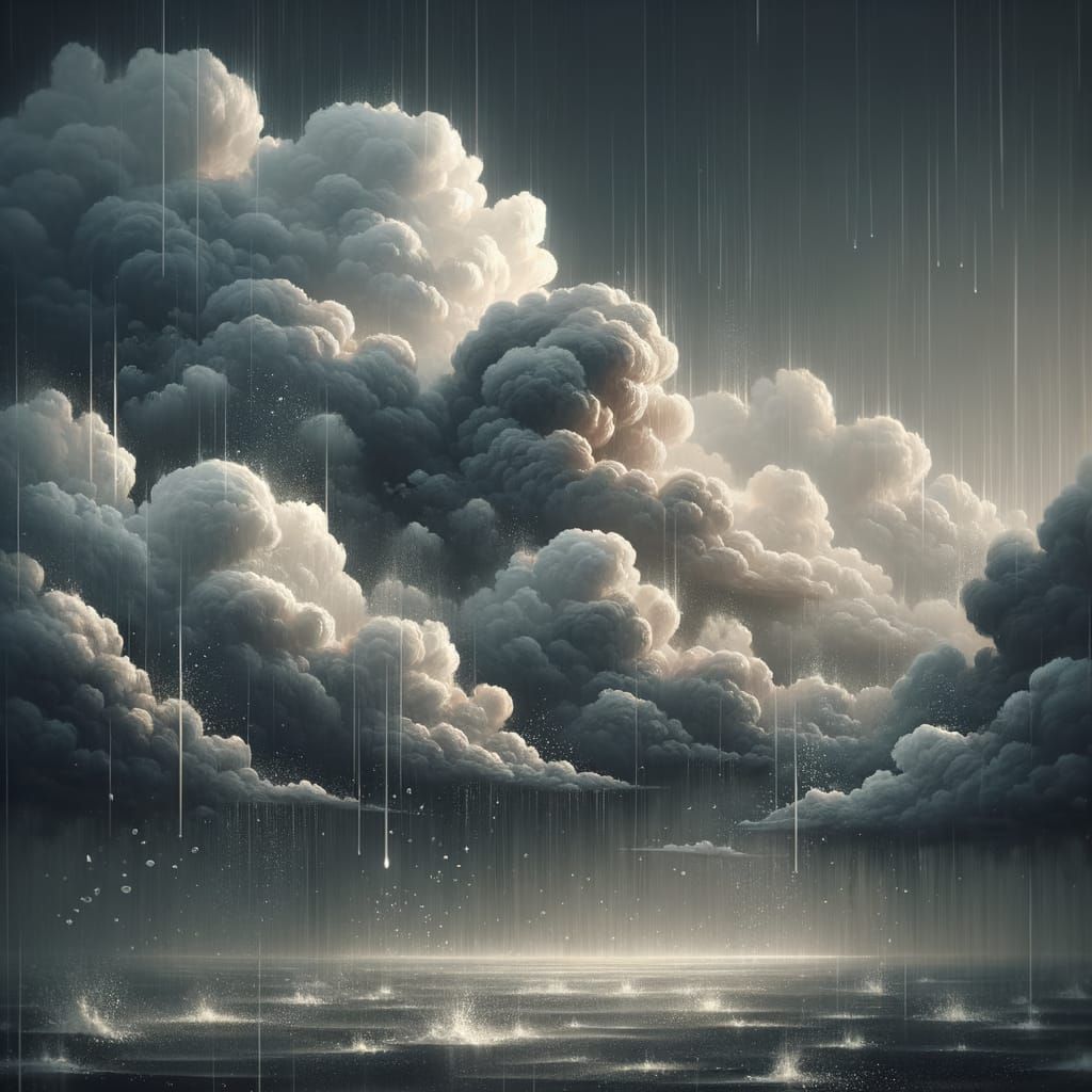 Overcast Sky with Cascading Raindrops