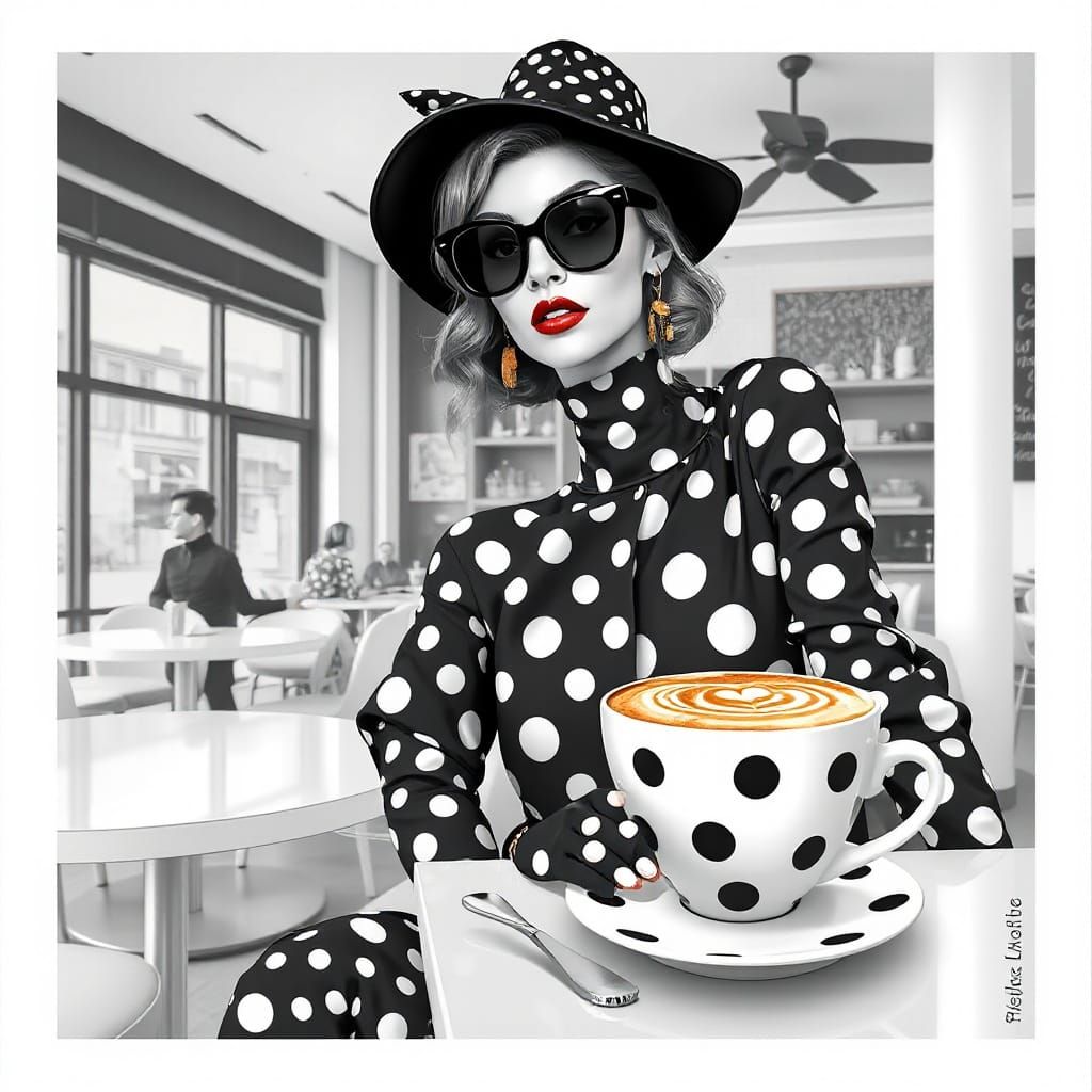 Polka Dot Fashionista in Polka Dot Cafe
