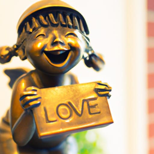 Vintage-Style Brass Statue with a Joyful Smile and Heartfelt...