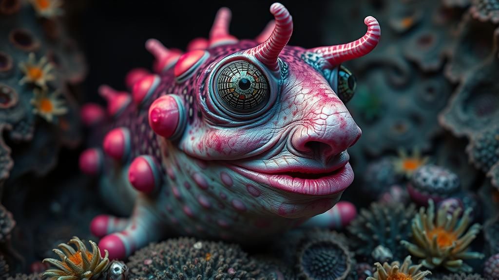 Cyberpunk Sea Slug with Photorealist Facial Features