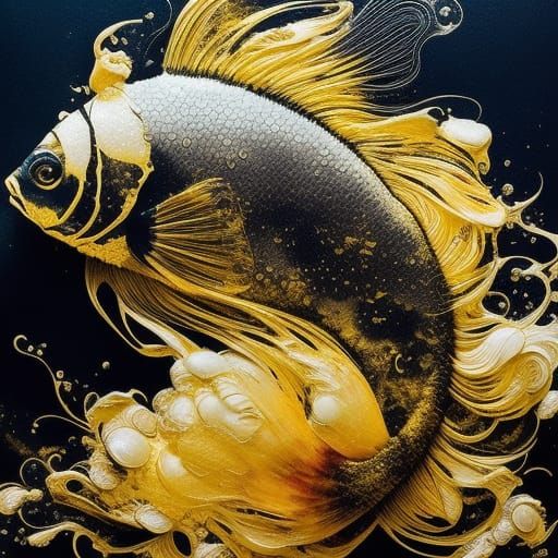 Surreal Chibified Goldfish in Oil Painting Style
