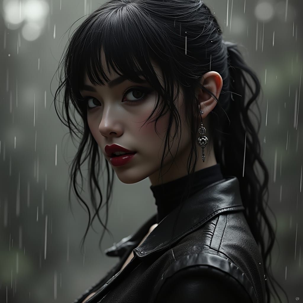 Rockabilly Goddess in Monochrome Elegance