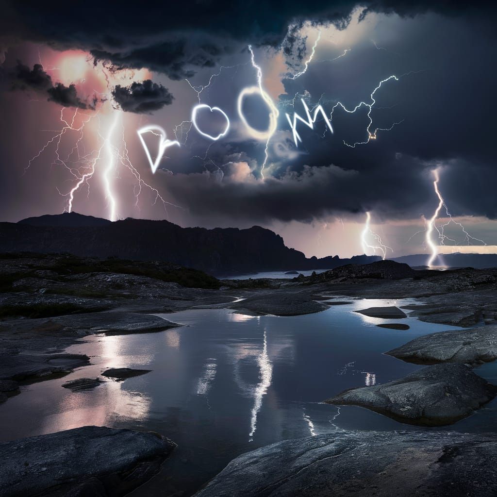 Dramatic Thunderstorm Landscape in Vibrant Stormy Skies