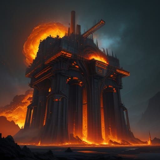 The Gargantuan Forge God in Hyperrealistic Concept Art