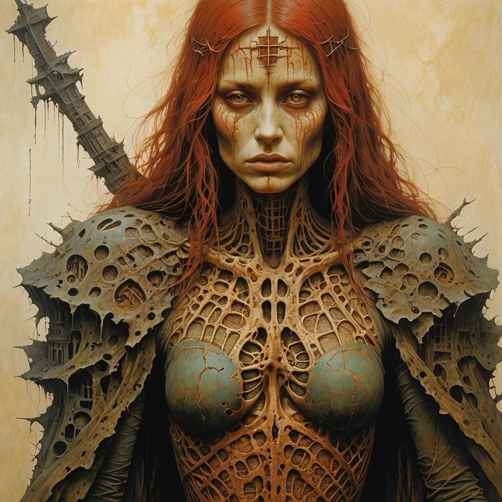 Surreal Beauty Girl in a Brutal Tattoo Aesthetic