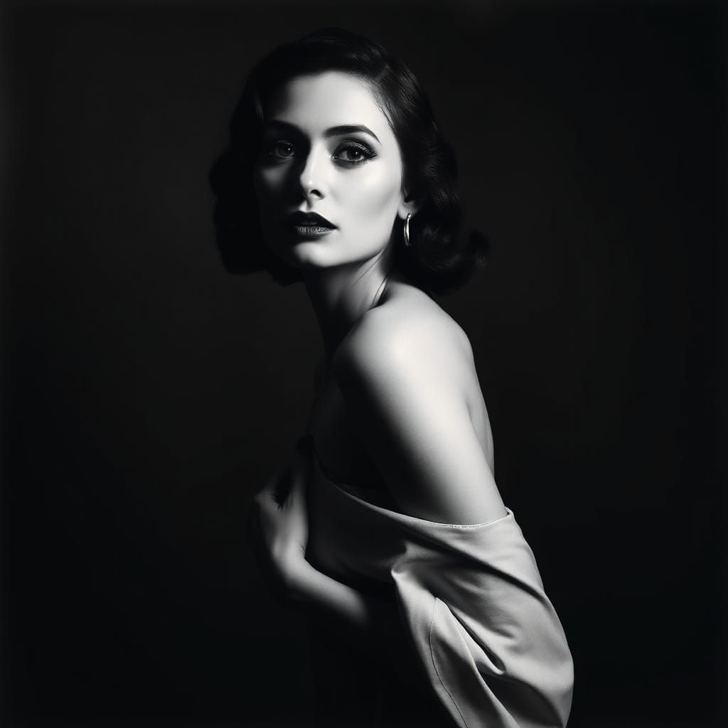 Black and white portrait of a woman