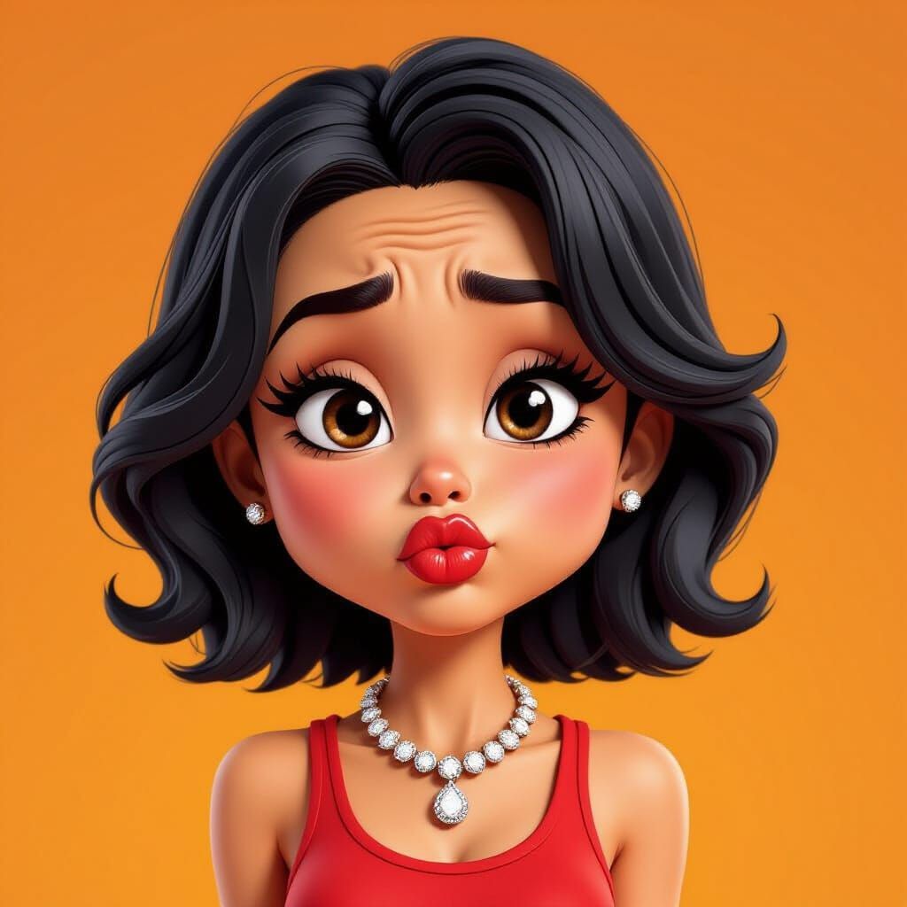 Playful 3D Caricature of a Cheeky Girl in Digital Art