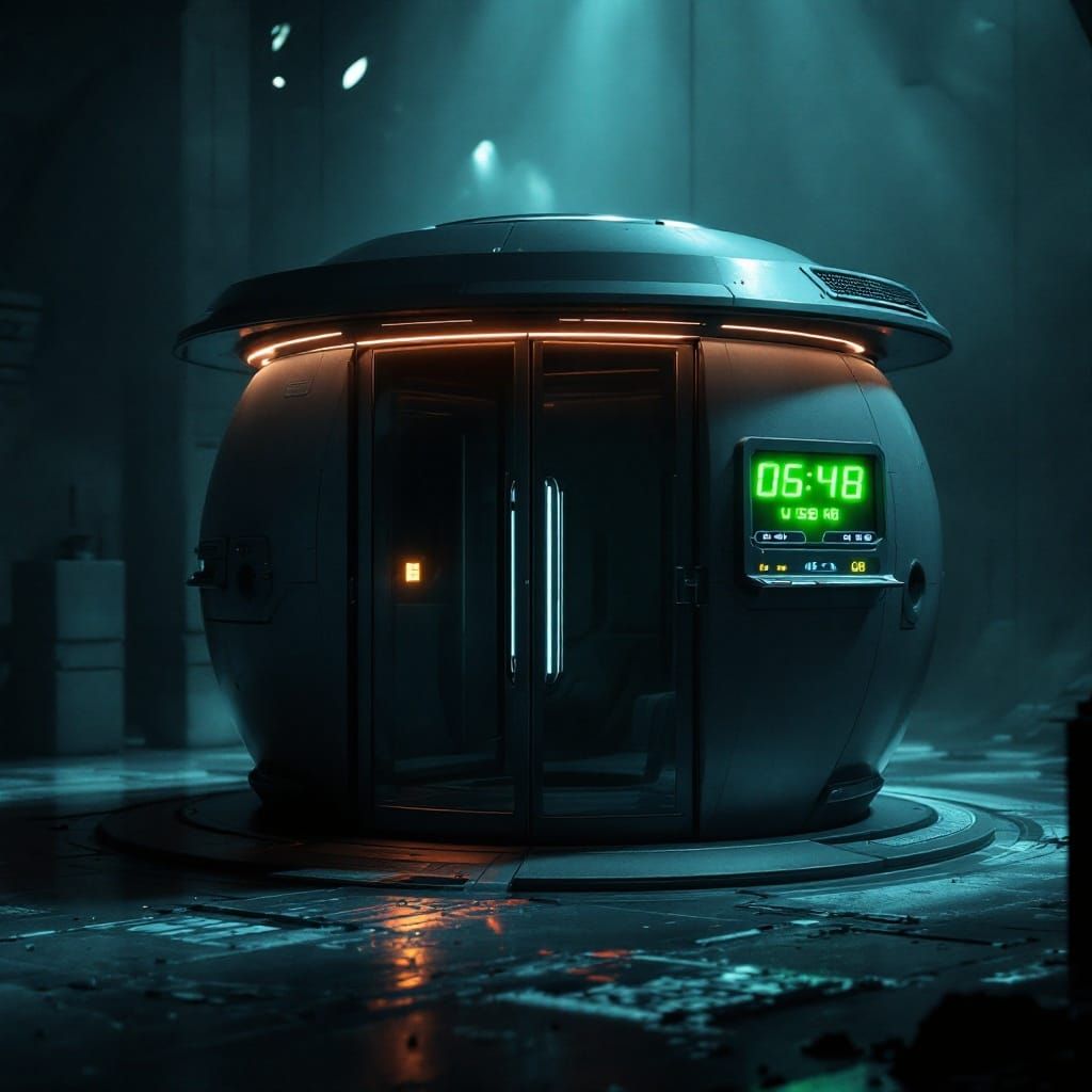 Futuristic Cryopod in Sci-Fi Environment