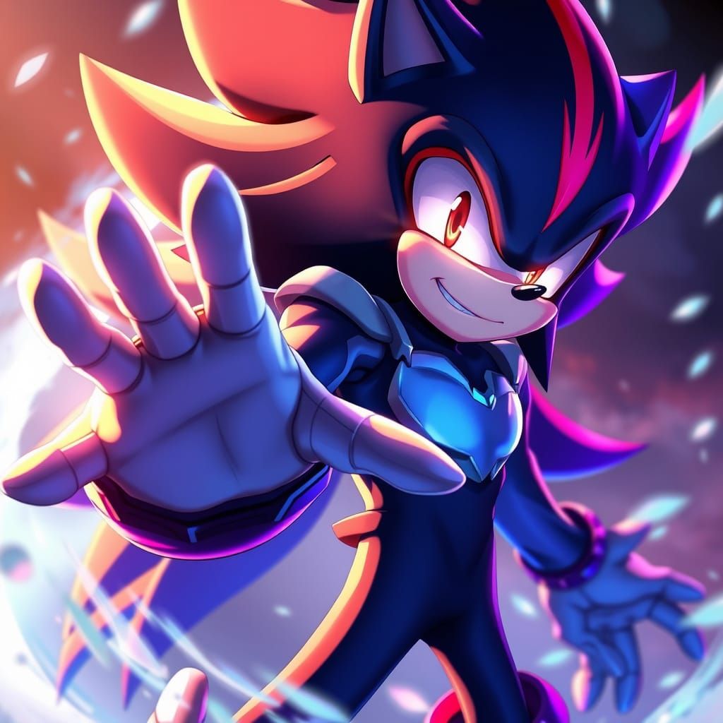 Vibrant Anime Hero with Intense Gaze and Intricate Quills