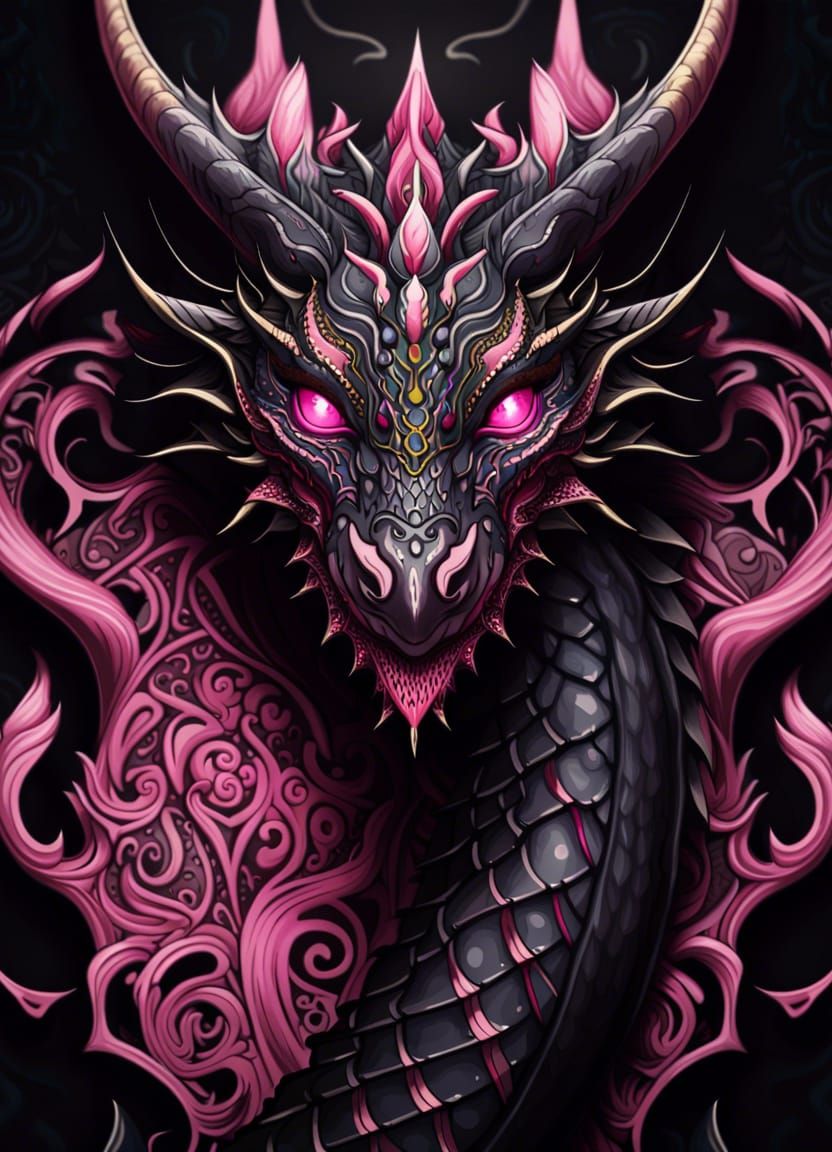 Dark Fantasy Dragon in Visceral Anime Style