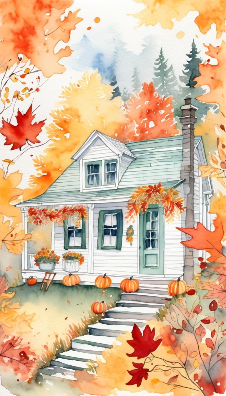 Watercolor Illustration of Cozy Autumn Festival