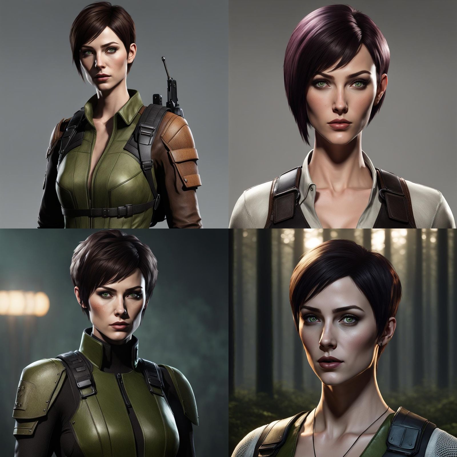 Ethereal Huntress Portrait in Triadic Colors