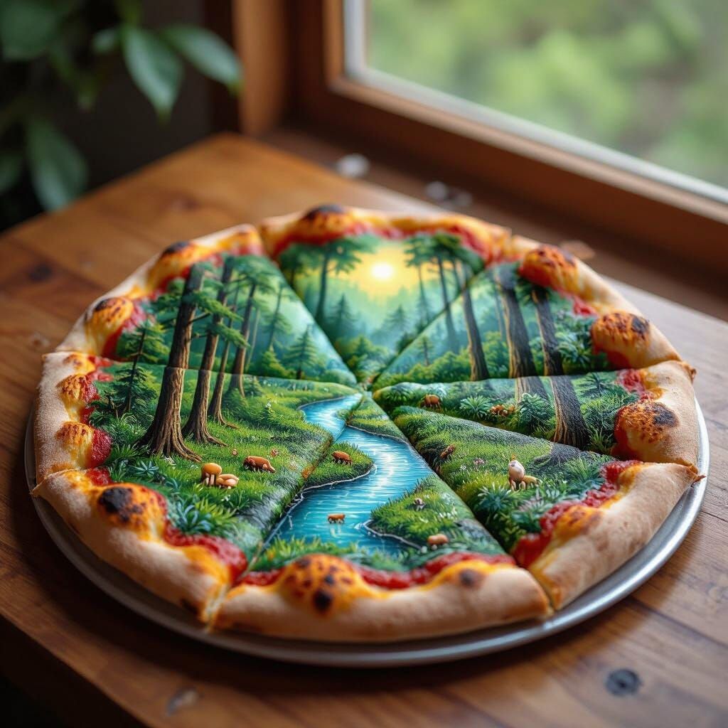 Fantasy Pizza: Living Forest Worlds Illustration