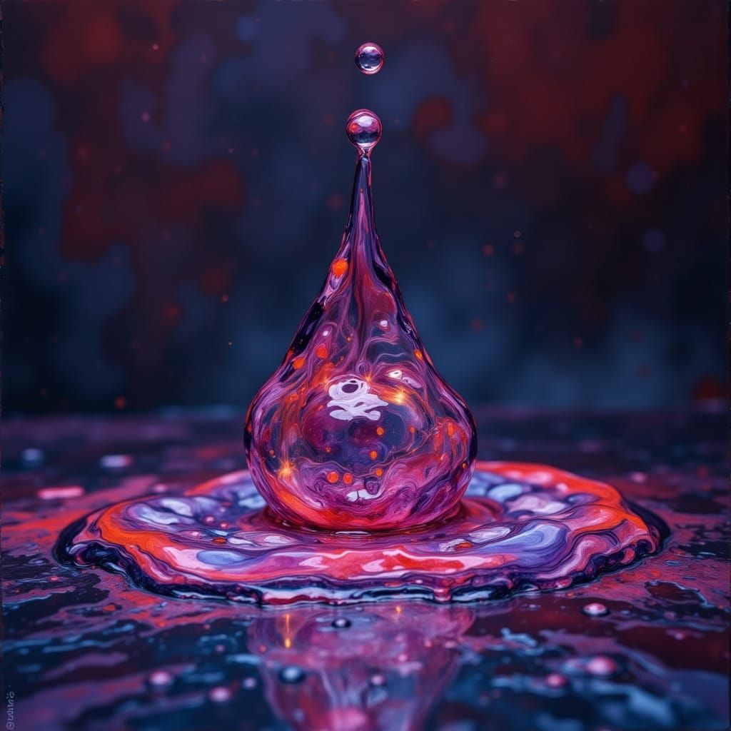 Hot Wax Drop Suspended Mid-Air Hyperrealistically