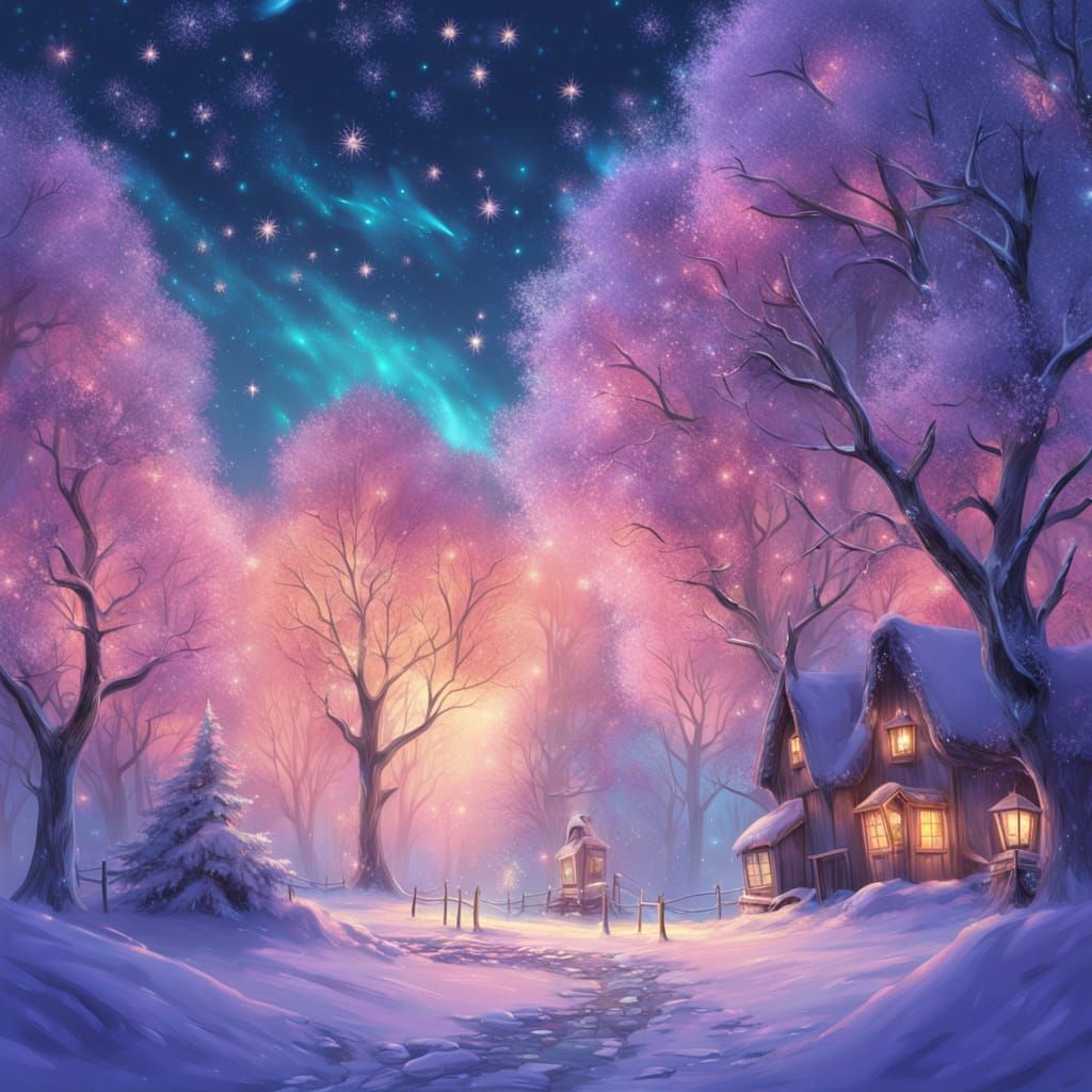 Mesmerizing Winter Wonderland Wallpaper with Fairy Lights