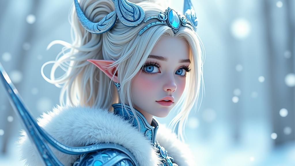 Cyberpunk Angel Depicts Frosty Realm in Regal Attire