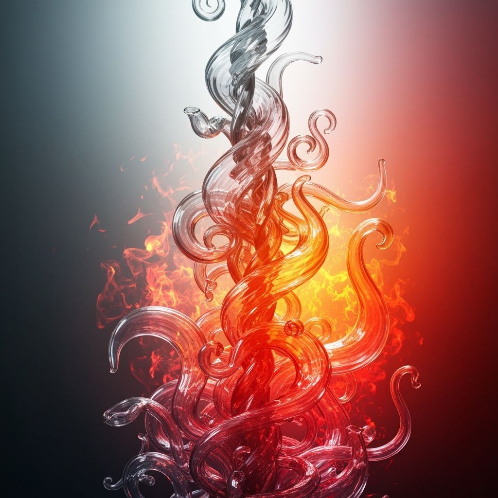 Abstract Glass Sculpture: Smoke and Flame Dance